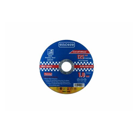 ENCORE Disc de tăiere pentru metal 125 x 1,0 x 22,23 mm INOX