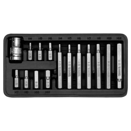 YATO Set de biți, 15 piese (hexagonal) H4-H12 1/2"