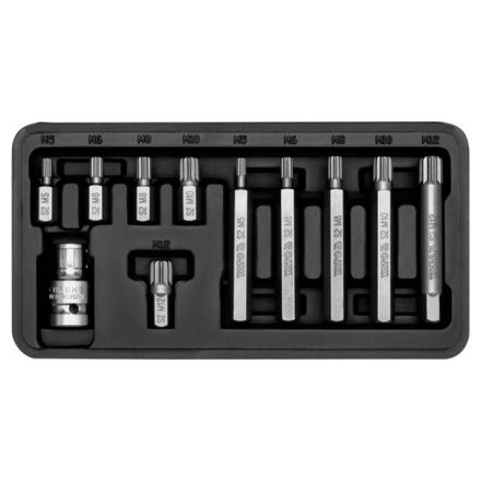 YATO Set de biți 11 piese SPLINE M5-M12 L=30 mm,L=75 mm 1/2"