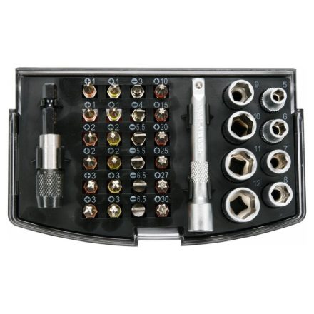 YATO Set biți și prize 34 piese 1/4" S2