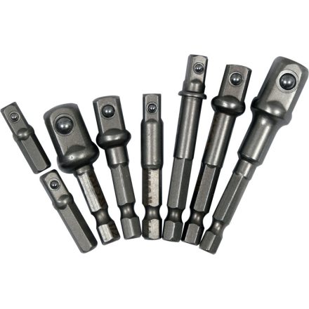 Set de adaptoare pentru chei tubulare YATO 8 piese 1/4" Hex -> 1/4", 3/8", 1/2" pătrat CrV