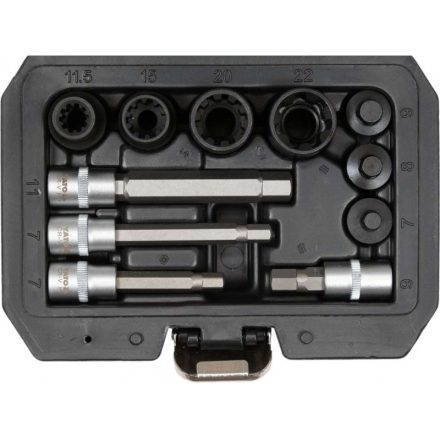 YATO Set chei tubulare ansamblu etrier frână 11 bucăți 3/8", 1/2" CrV