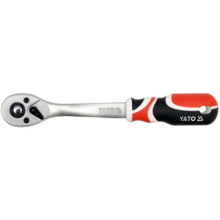 Coadă de antrenare cu clichet YATO 3/8" 200mm 72T Tijă îndoită Mâner moale CrV