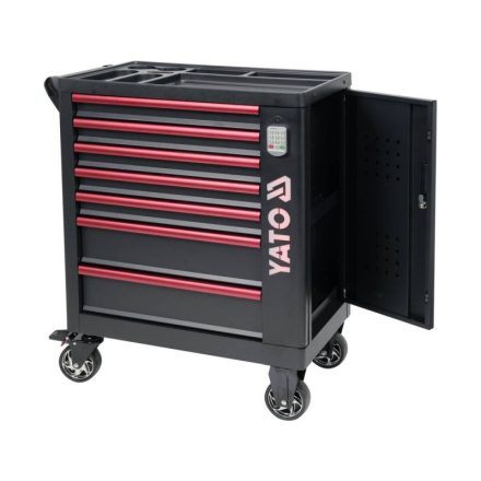YATO Carucior gol pentru scule cu 7 sertare cu blocare numerica cu logo LED