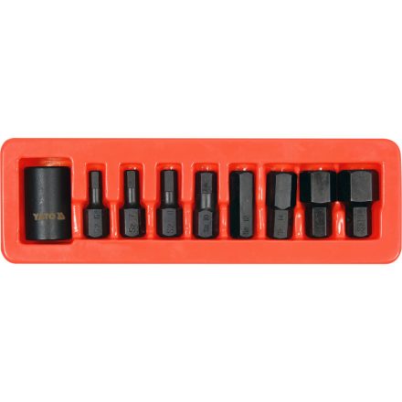 Set de biți allen YATO Machine 9 piese 1/2" 6-19 mm adaptor pentru cheie