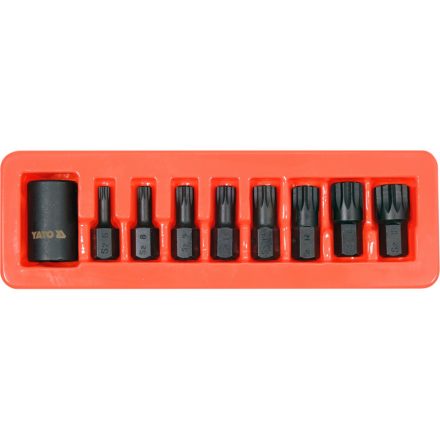 Set de biți canelați YATO pentru mașină 9 buc. Adaptor pentru cheie tubulară M6-M18 mm 1/2"