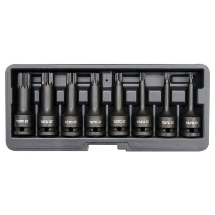 Set chei tubulare YATO Machine cu biți lungi 8 bucăți caneluri 1/2" M5-M18 CrMo