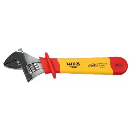 YATO Cheie ajustabilă cu cap deschis 0-30 mm / 200 mm până la 1000 V izolat CrV