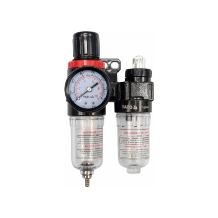 Filtru de aer pneumatic YATO cu regulator de presiune si rezervor de grasime 1/4" 25 cmc
