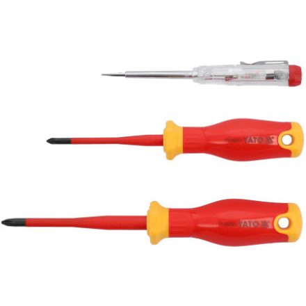 YATO Set de șurubelnițe 3 piese, izolație până la 1000 V, design subțire