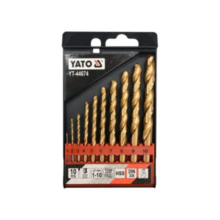 YATO Set de burghie elicoidale 10 buc 1-10 mm HSS-TiN