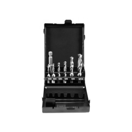YATO Set de burghie combinate cu mașină de găurit și filetat, 7 piese cu prindere bit (M3-M4-M5-M6-M8-M10)