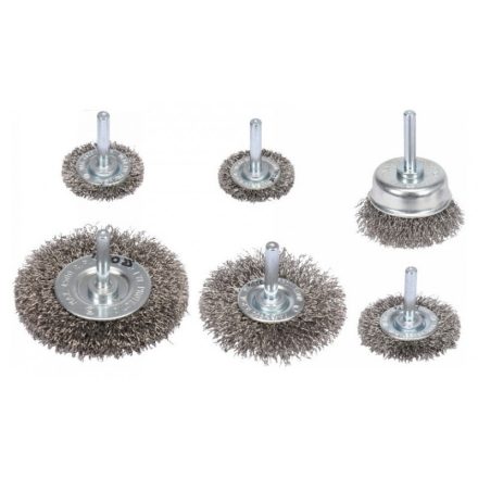 YATO Set de perii cu tija, perii cupe 6 piese inox