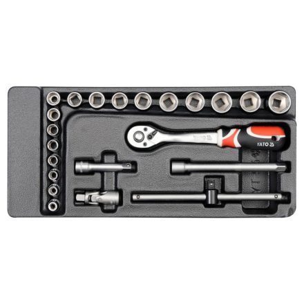 YATO Set chei tubulare 22 piese 3/8" 6-22 mm CrV (inserție sertar)