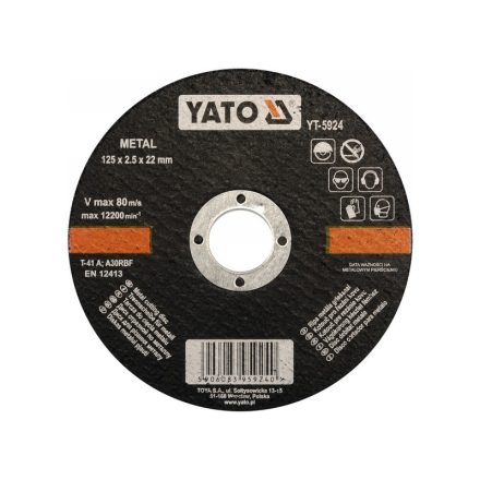 YATO Disc de tăiere pentru metal 125 x 2,5 x 22 mm