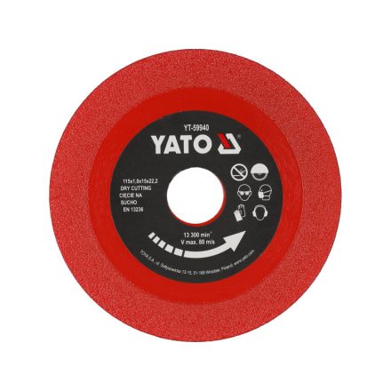 YATO Disc de tăiat cu diamant pentru tăiat gresie și sticlă 115 x 22,2 mm