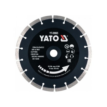 YATO Disc de tăiere cu diamant 230 x 2,2 x 10 x 22,2 mm segmentat