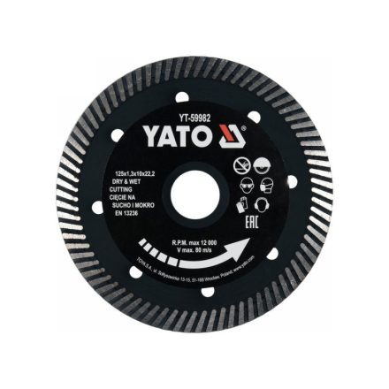 YATO Disc de tăiere diamantat 125 x 1,3 x 10 x 22,2 mm turbo