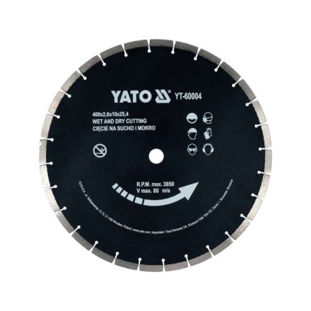 YATO Disc de tăiere cu diamant 400 x 3,6 x 10,0 x 25,4 mm segmentat