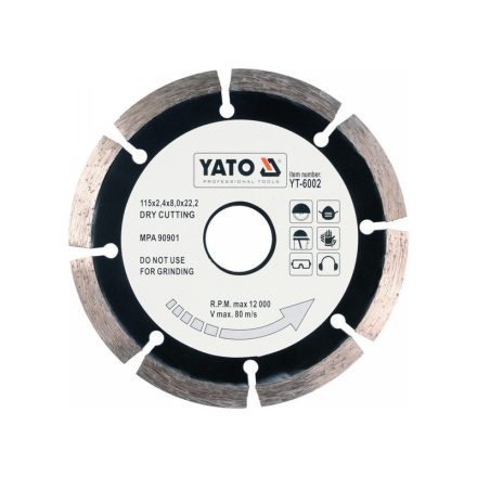 YATO Disc de tăiere diamantat 115 x 2,1 x 8,0 x 22,2 mm segmentat