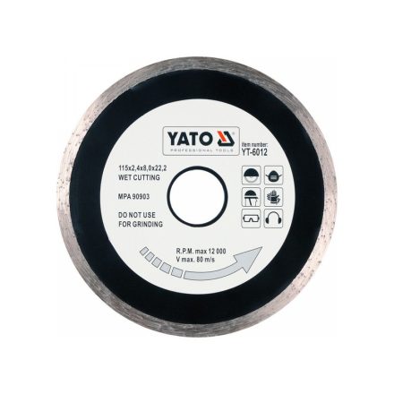 YATO Disc de tăiere cu diamant 115 x 2,1 x 5,3 x 22,2 mm continuu