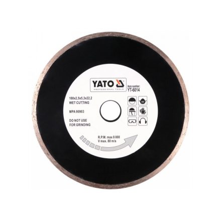 YATO Disc de tăiere diamantat 180 x 2,5 x 5,3 x 22,2 mm continuu