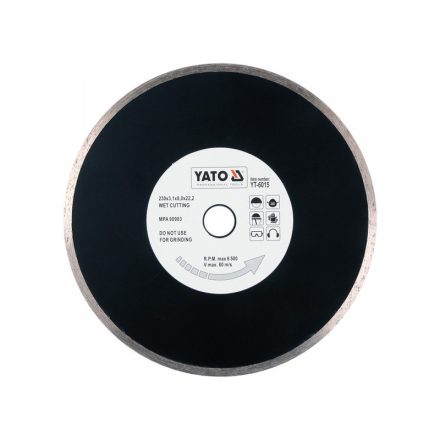 YATO Disc de tăiere cu diamant 230 x 2,7 x 5,3 x 22,2 mm continuu