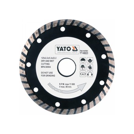 YATO Disc de tăiere diamantat 125 x 2,6 x 8,0 x 22,2 mm turbo