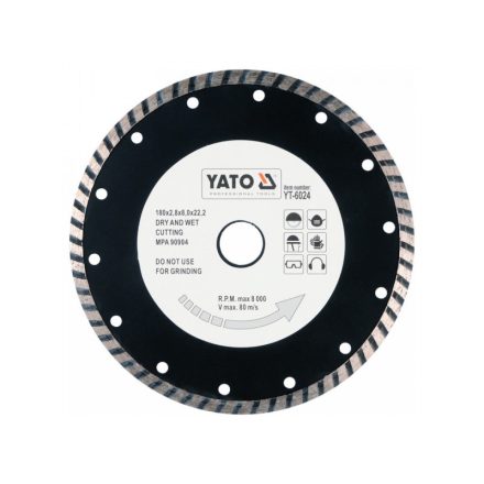 YATO Disc de tăiat diamantat 180 x 2,8 x 8,0 x 22,2 mm turbo