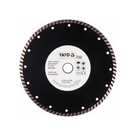 YATO Disc diamantat de tăiere 230 x 3,1 x 8,0 x 22,2 mm turbo