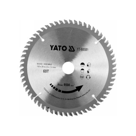 YATO Disc de tăiere pentru lemn 160 x 20 x 1,5 mm / 60T