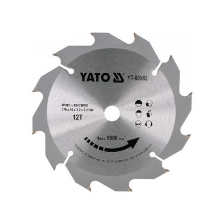 YATO Disc de tăiere pentru lemn 170 x 16 x 2,2 mm / 12T