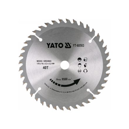 YATO Disc de tăiere pentru lemn 170 x 16 x 2,2 mm / 40T