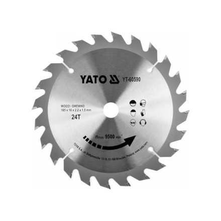 YATO Disc de tăiere pentru lemn 165 x 16 x 1,5 mm / 24T