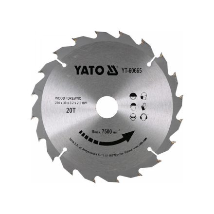 YATO Disc pentru tăierea lemnului 210 x 30 x 2,2 mm / 20T