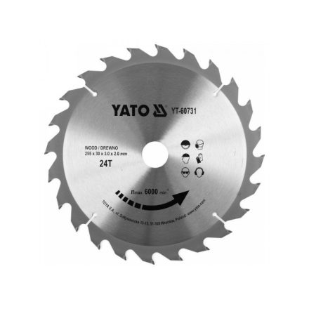 YATO Disc de tăiat pentru lemn 255 x 30 x 2,0 mm / 24T