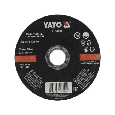 YATO Disc de tăiere pentru metal 125 x 1,0 x 22,2 mm inox