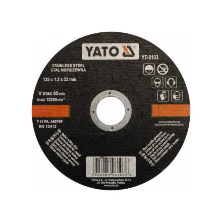 YATO Disc de tăiere pentru metal 125 x 1,2 x 22 mm inox