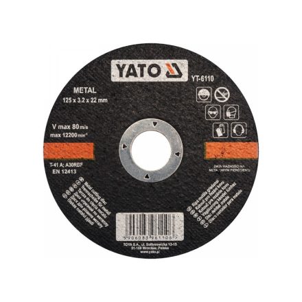 YATO Disc de tăiere pentru metal 125 x 3,2 x 22 mm