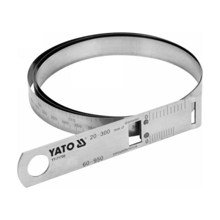 Bandă de măsurat YATO Precision (+-0,01 mm), diametru 30-300 mm, circumferință 60-950 mm inox