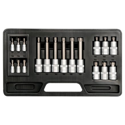 Set de biți cu prindere pentru cheie YATO, 18 piese, Torx 1/4", 1/2", CrV