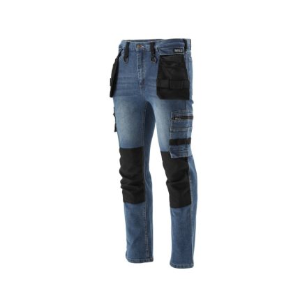 Pantaloni lungi blugi de protectie YATO de lucru marimea S 17 buzunare albastru inchis