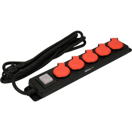 YATO Extensie electrica 5-distribuitoare 3 m 3 x 1,5 mm2