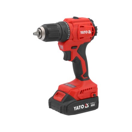 YATO Mașină de găurit și înșurubat cu baterie 45 Nm 18 V fără perie de carbon (1 x 2,0 Ah baterie + încărcător)