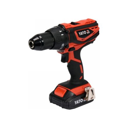 Mașină de găurit cu percuție YATO cu acumulator 40 Nm 18 V Li-Ion (1 x baterie de 2,0 Ah + încărcător)