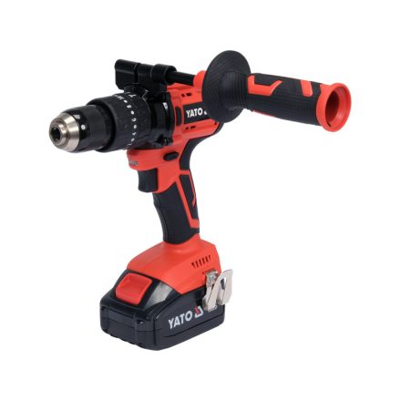 Mașină de găurit cu percuție YATO cu acumulator 75 Nm motor fără perii 18 V Li-Ion (1 x baterie de 3,0 Ah + încărcător)