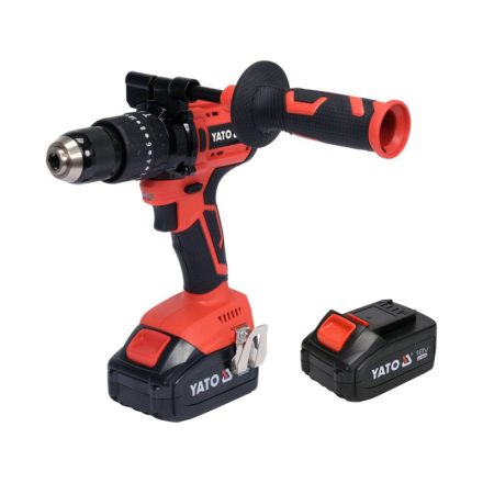 YATO Mașină de găurit cu percuție cu acumulator 75 Nm motor fără perii 18 V Li-Ion (2 x 3 Ah baterie + încărcător)