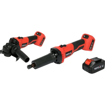 Set de șlefuit cu acumulator YATO 18 V (1 x baterie de 4,0 Ah + încărcător) (polizor drept și unghiular)