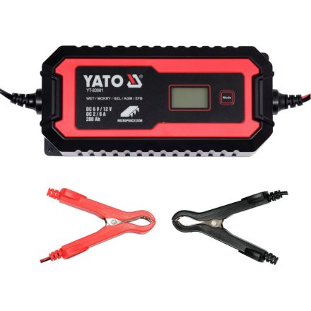 YATO Incarcator baterie 6/12 V 2/8 A max. Display LCD de 200 Ah