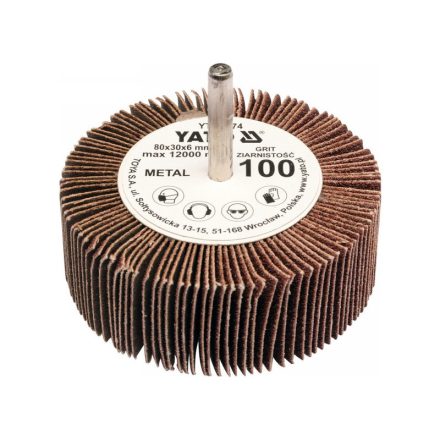 YATO Disc abraziv laminat cu ax 80 x 30 x 6 mm / P100